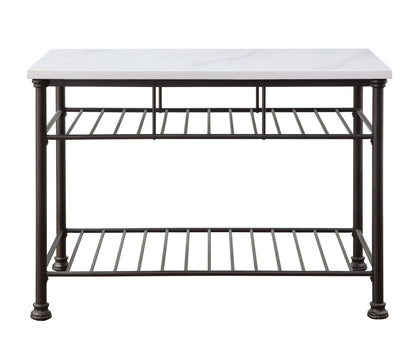 Freyja White Cultured Marble Top & Gray Finish Kitchen Island-TOP Only - 1st Choice Furniture Direct