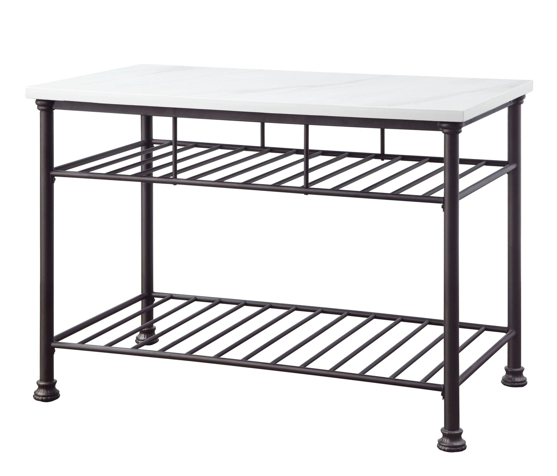 Freyja White Cultured Marble Top & Gray Finish Kitchen Island-TOP Only - 1st Choice Furniture Direct