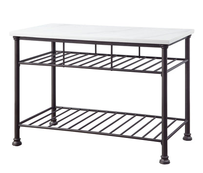 Freyja White Cultured Marble Top & Gray Finish Kitchen Island-TOP Only - 1st Choice Furniture Direct
