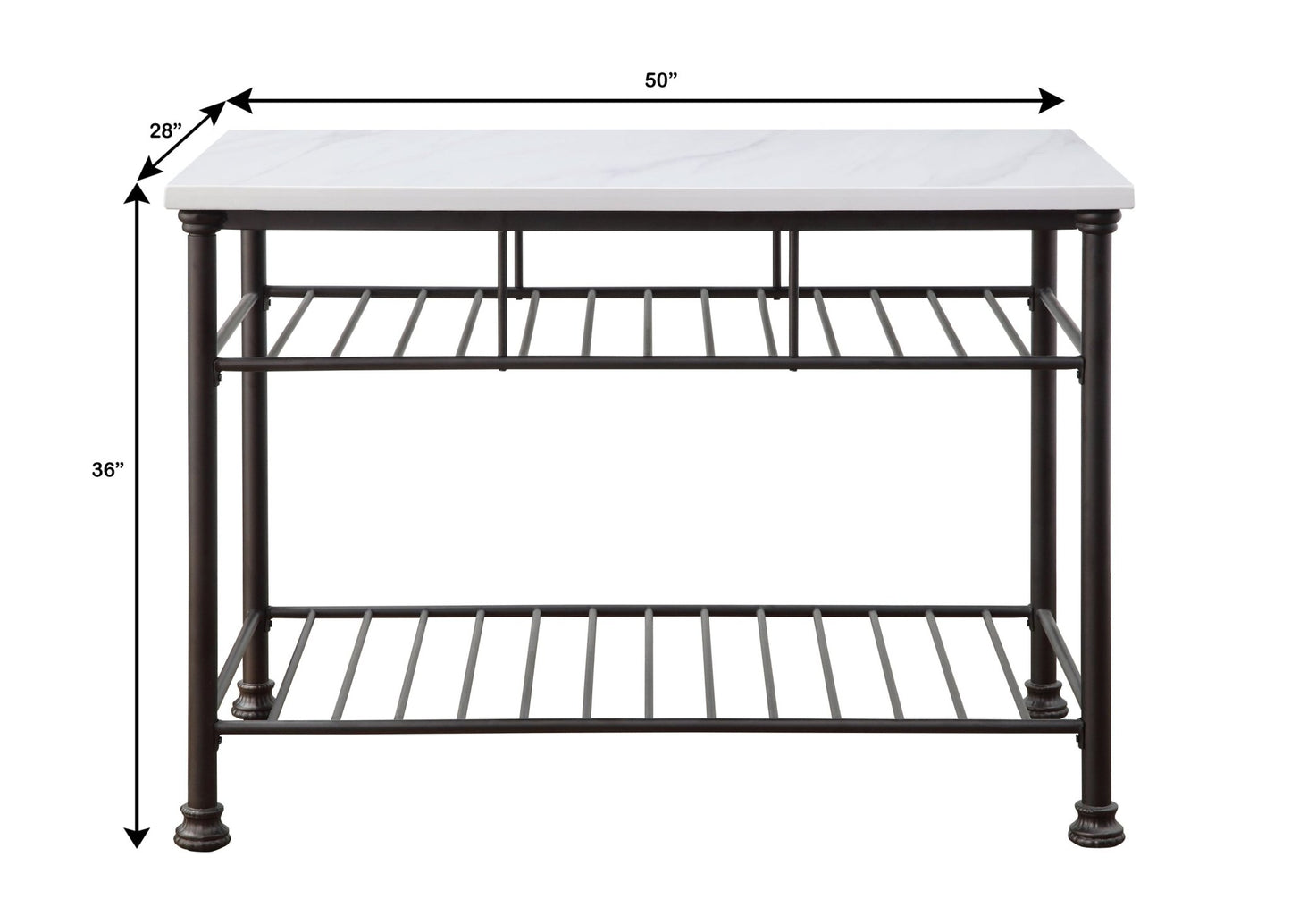 Freyja White Cultured Marble Top & Gray Finish Kitchen Island-TOP Only - 1st Choice Furniture Direct
