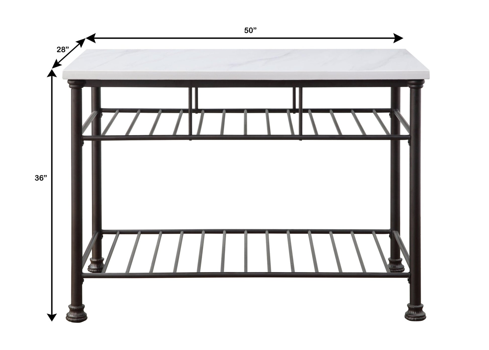 Freyja White Cultured Marble Top & Gray Finish Kitchen Island-TOP Only - 1st Choice Furniture Direct