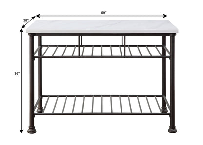 Freyja White Cultured Marble Top & Gray Finish Kitchen Island-TOP Only - 1st Choice Furniture Direct