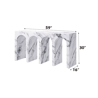 Fritzy Modern Console Table with Engineered Stone Finish in Marble Color, 16x59x30 Inches - 1st Choice Furniture Direct