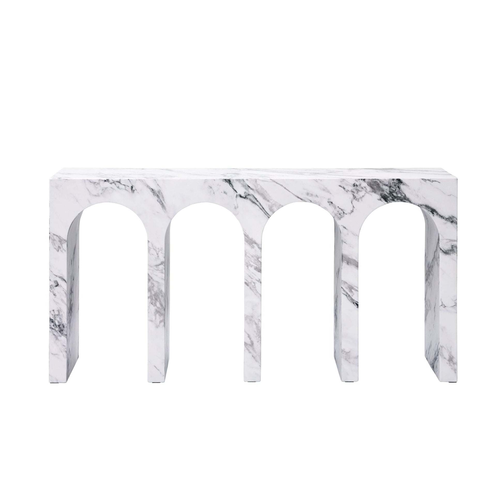 Fritzy Modern Console Table with Engineered Stone Finish in Marble Color, 16x59x30 Inches - 1st Choice Furniture Direct