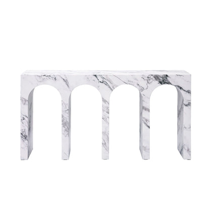 Fritzy Modern Console Table with Engineered Stone Finish in Marble Color, 16x59x30 Inches - 1st Choice Furniture Direct