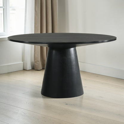 Froja Black Finish Round Dining Table - 1st Choice Furniture Direct