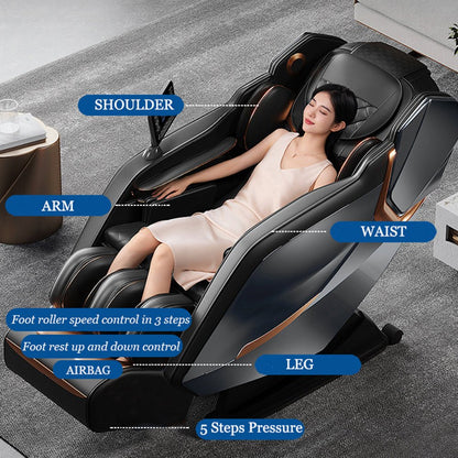 Full Body Zero Gravity Shiatsu Massage Chair SL - Track Recliner with Airbag Speaker LCD Screen Remote Control Voice Control Back/Leg Heat - 1st Choice Furniture Direct