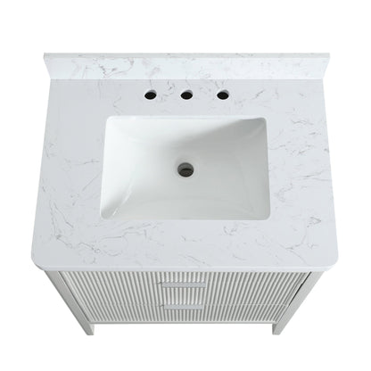 Fully Assembled 30'' Grey Freestanding Single Sink Bathroom Vanity with 2 Handle Sets and Engineered Marble Top - 1st Choice Furniture Direct
