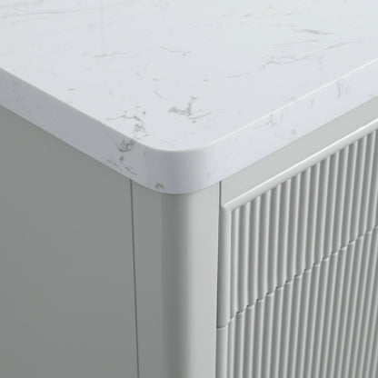 Fully Assembled 30'' Grey Freestanding Single Sink Bathroom Vanity with 2 Handle Sets and Engineered Marble Top - 1st Choice Furniture Direct