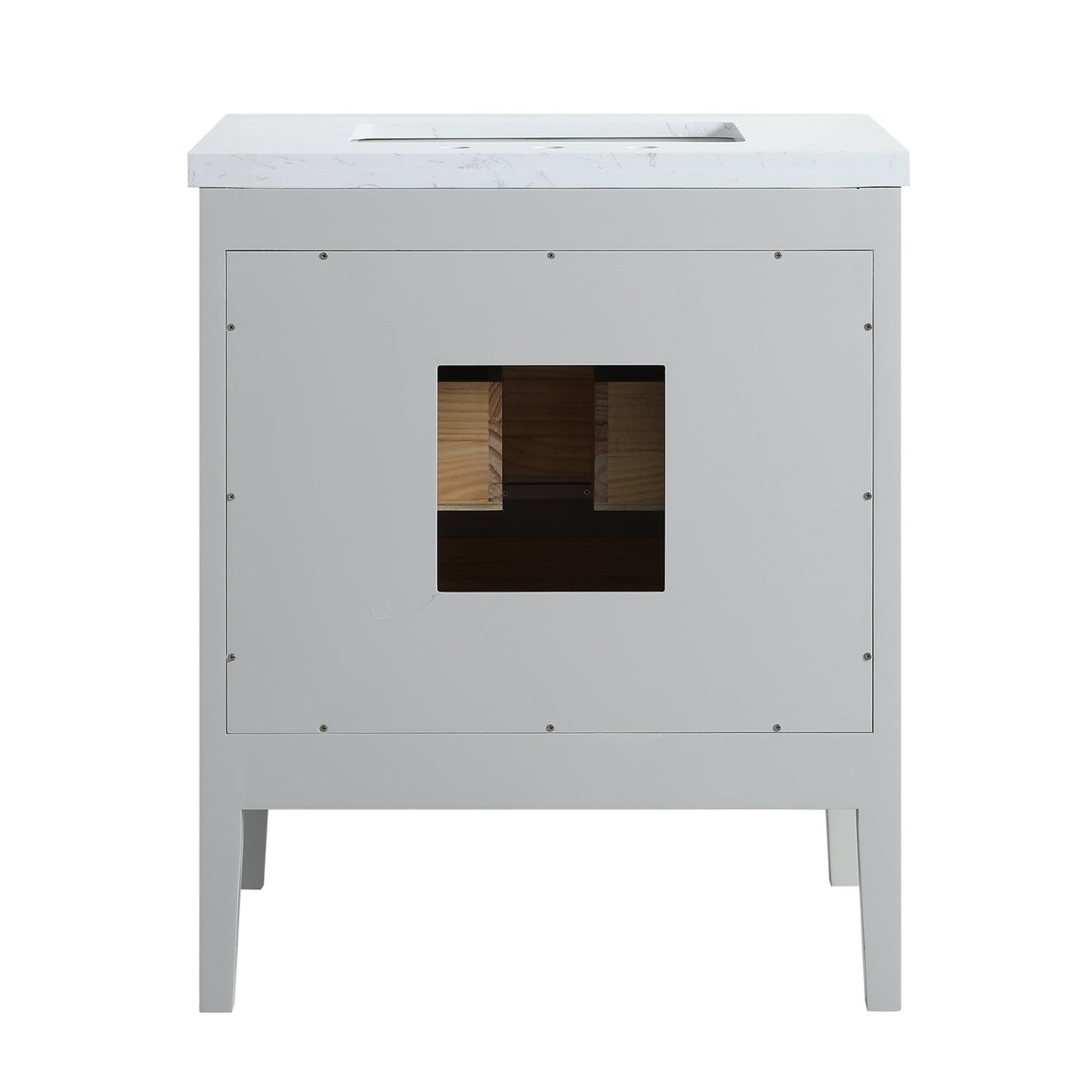 Fully Assembled 30'' Grey Freestanding Single Sink Bathroom Vanity with 2 Handle Sets and Engineered Marble Top - 1st Choice Furniture Direct