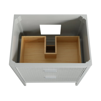 Fully Assembled 30'' Grey Freestanding Single Sink Bathroom Vanity with 2 Handle Sets and Engineered Marble Top - 1st Choice Furniture Direct