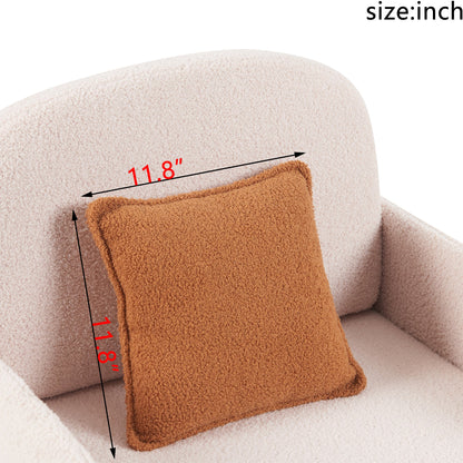 Furniture Style 2 in 1 Pet Friendly Fluffy Fabric Sherpa Upholstered Leisure Armchair with Lumbar Pillow for Living Room Bedroom Home and Office, Cream White - 1st Choice Furniture Direct