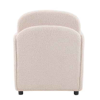 Furniture Style 2 in 1 Pet Friendly Fluffy Fabric Sherpa Upholstered Leisure Armchair with Lumbar Pillow for Living Room Bedroom Home and Office, Cream White - 1st Choice Furniture Direct