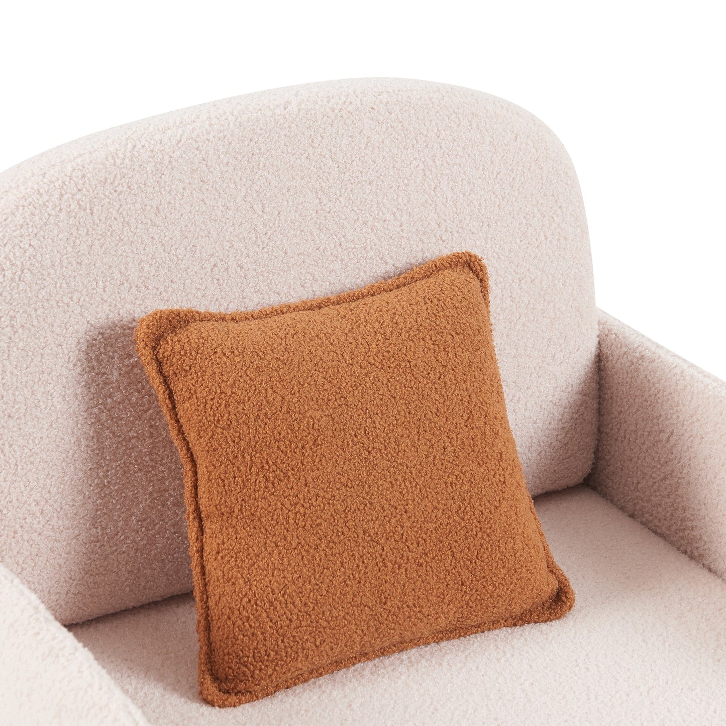 Furniture Style 2 in 1 Pet Friendly Fluffy Fabric Sherpa Upholstered Leisure Armchair with Lumbar Pillow for Living Room Bedroom Home and Office, Cream White - 1st Choice Furniture Direct