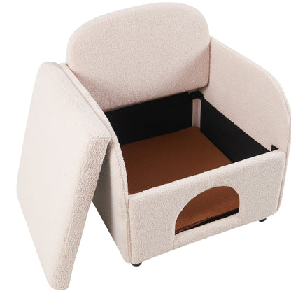 Furniture Style 2 in 1 Pet Friendly Fluffy Fabric Sherpa Upholstered Leisure Armchair with Lumbar Pillow for Living Room Bedroom Home and Office, Cream White - 1st Choice Furniture Direct