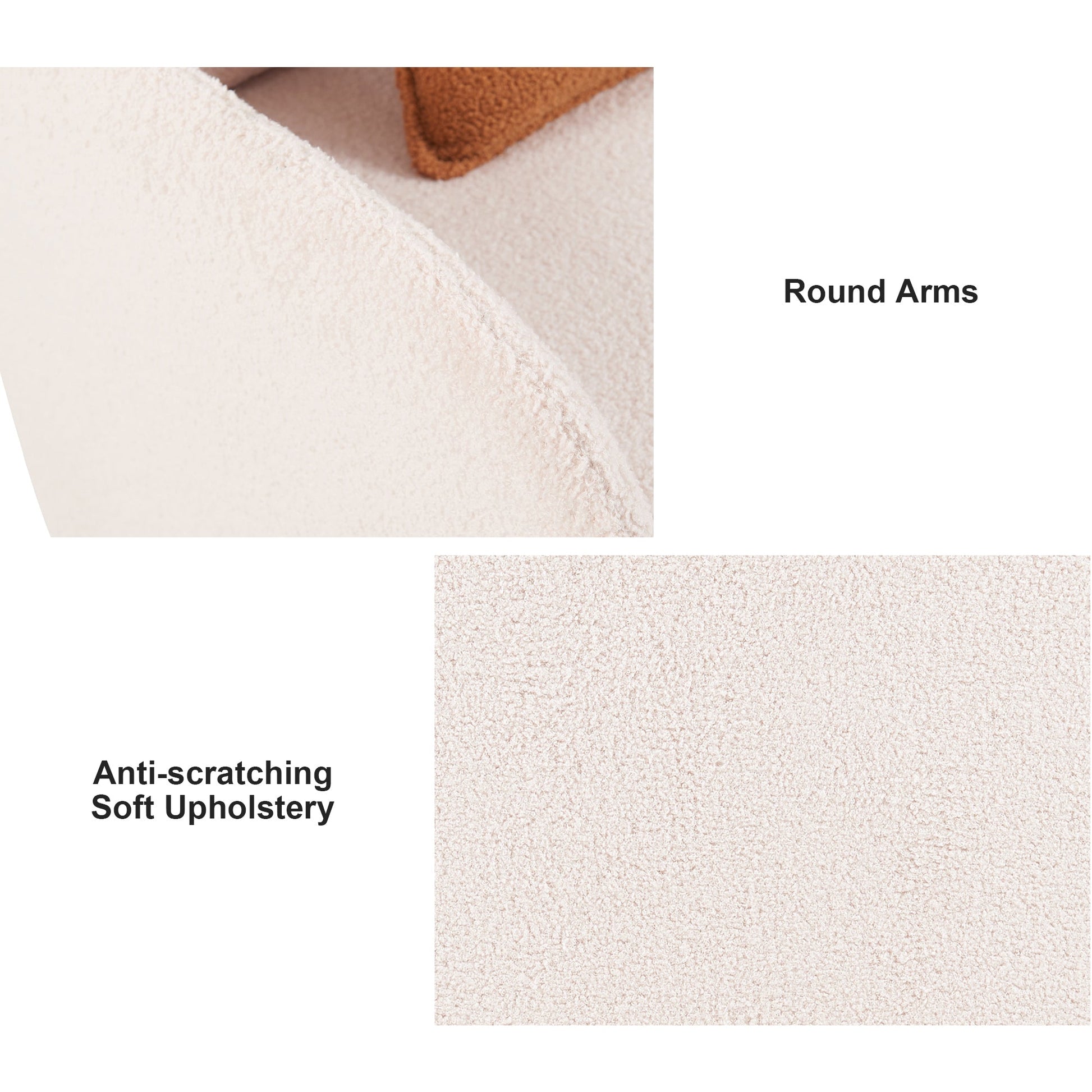 Furniture Style 2 in 1 Pet Friendly Fluffy Fabric Sherpa Upholstered Leisure Armchair with Lumbar Pillow for Living Room Bedroom Home and Office, Cream White - 1st Choice Furniture Direct