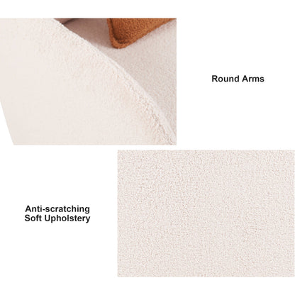 Furniture Style 2 in 1 Pet Friendly Fluffy Fabric Sherpa Upholstered Leisure Armchair with Lumbar Pillow for Living Room Bedroom Home and Office, Cream White - 1st Choice Furniture Direct