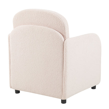 Furniture Style 2 in 1 Pet Friendly Fluffy Fabric Sherpa Upholstered Leisure Armchair with Lumbar Pillow for Living Room Bedroom Home and Office, Cream White - 1st Choice Furniture Direct