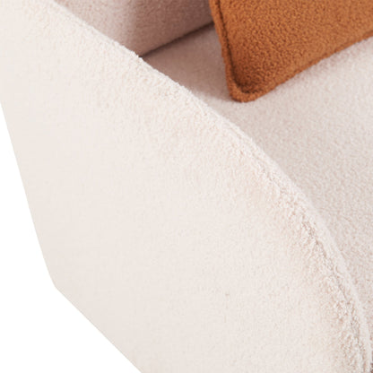 Furniture Style 2 in 1 Pet Friendly Fluffy Fabric Sherpa Upholstered Leisure Armchair with Lumbar Pillow for Living Room Bedroom Home and Office, Cream White - 1st Choice Furniture Direct