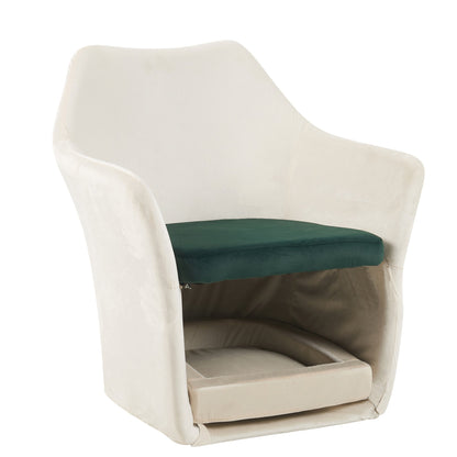 Furniture Style 2 in 1 Pet Friendly Mid Century Modern Accent Chair Soft Fabric Upholstered Leisure Armchair for Living Room Bedroom Home and Office, White - 1st Choice Furniture Direct