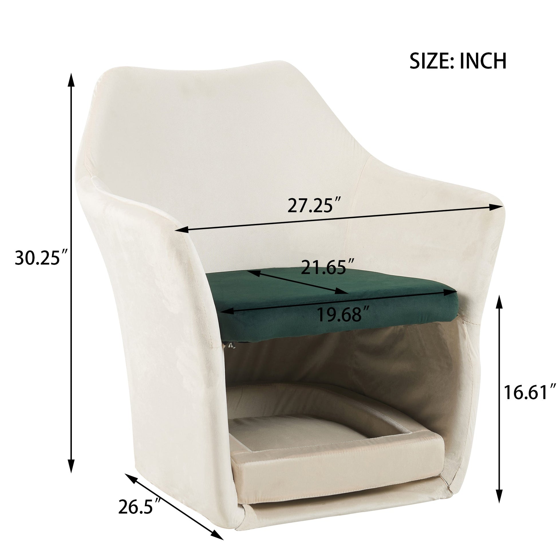 Furniture Style 2 in 1 Pet Friendly Mid Century Modern Accent Chair Soft Fabric Upholstered Leisure Armchair for Living Room Bedroom Home and Office, White - 1st Choice Furniture Direct