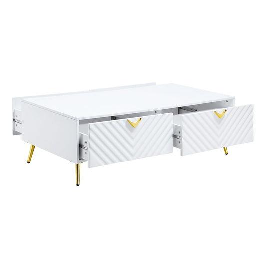 Gaines White High Gloss Finish Coffee Table - 1st Choice Furniture Direct