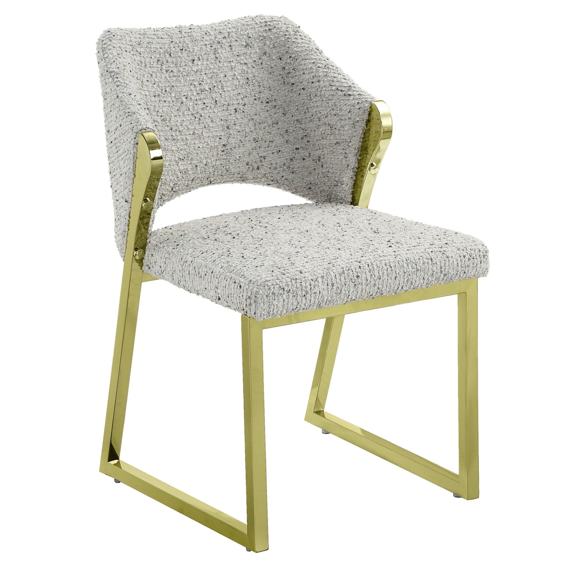 Galdesa Teddy Sherpa & Mirrored Gold Finish Side Chair (Set of 2) - 1st Choice Furniture Direct