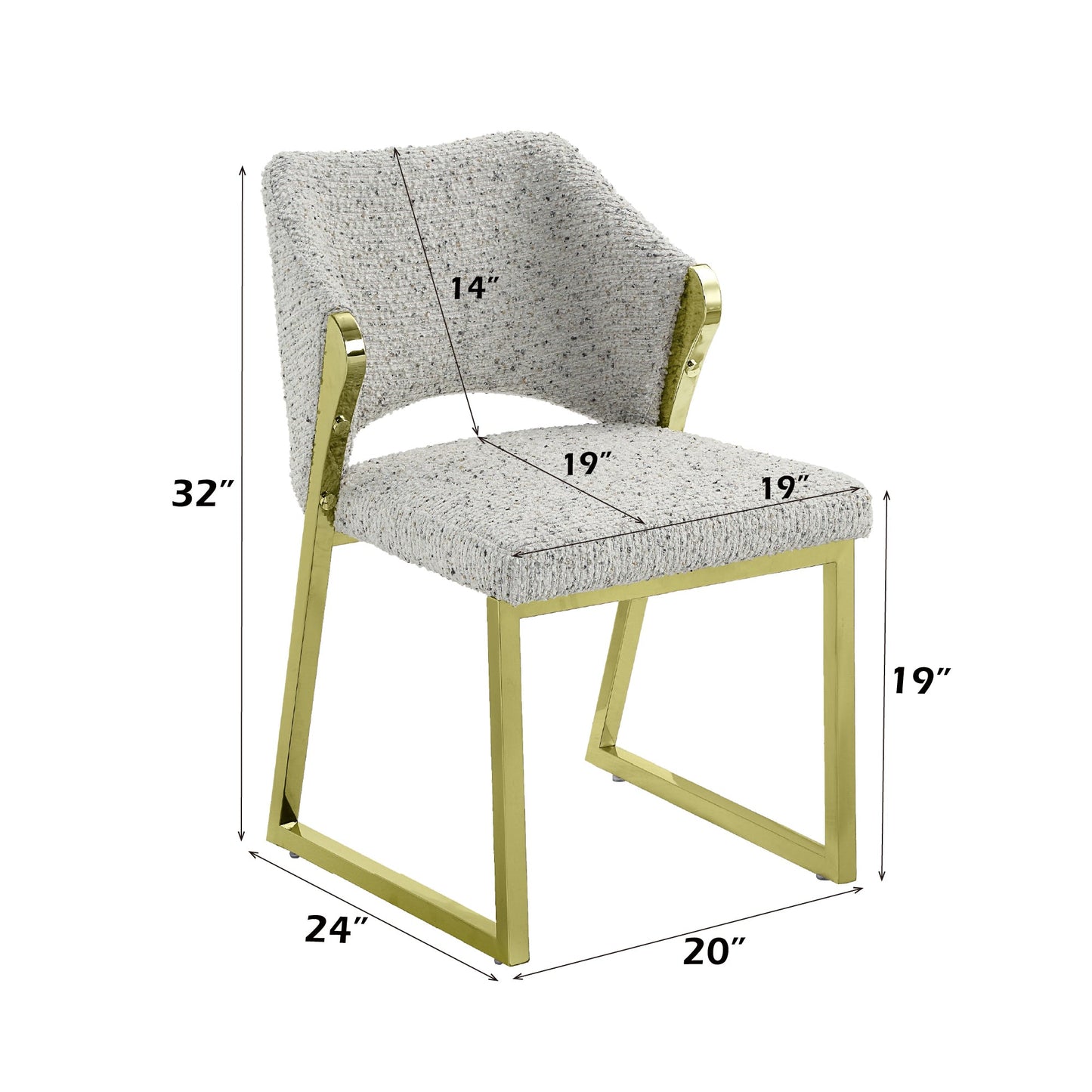 Galdesa Teddy Sherpa & Mirrored Gold Finish Side Chair (Set of 2) - 1st Choice Furniture Direct