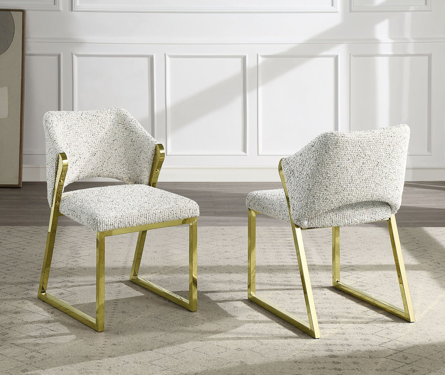 Galdesa Teddy Sherpa & Mirrored Gold Finish Side Chair (Set of 2) - 1st Choice Furniture Direct