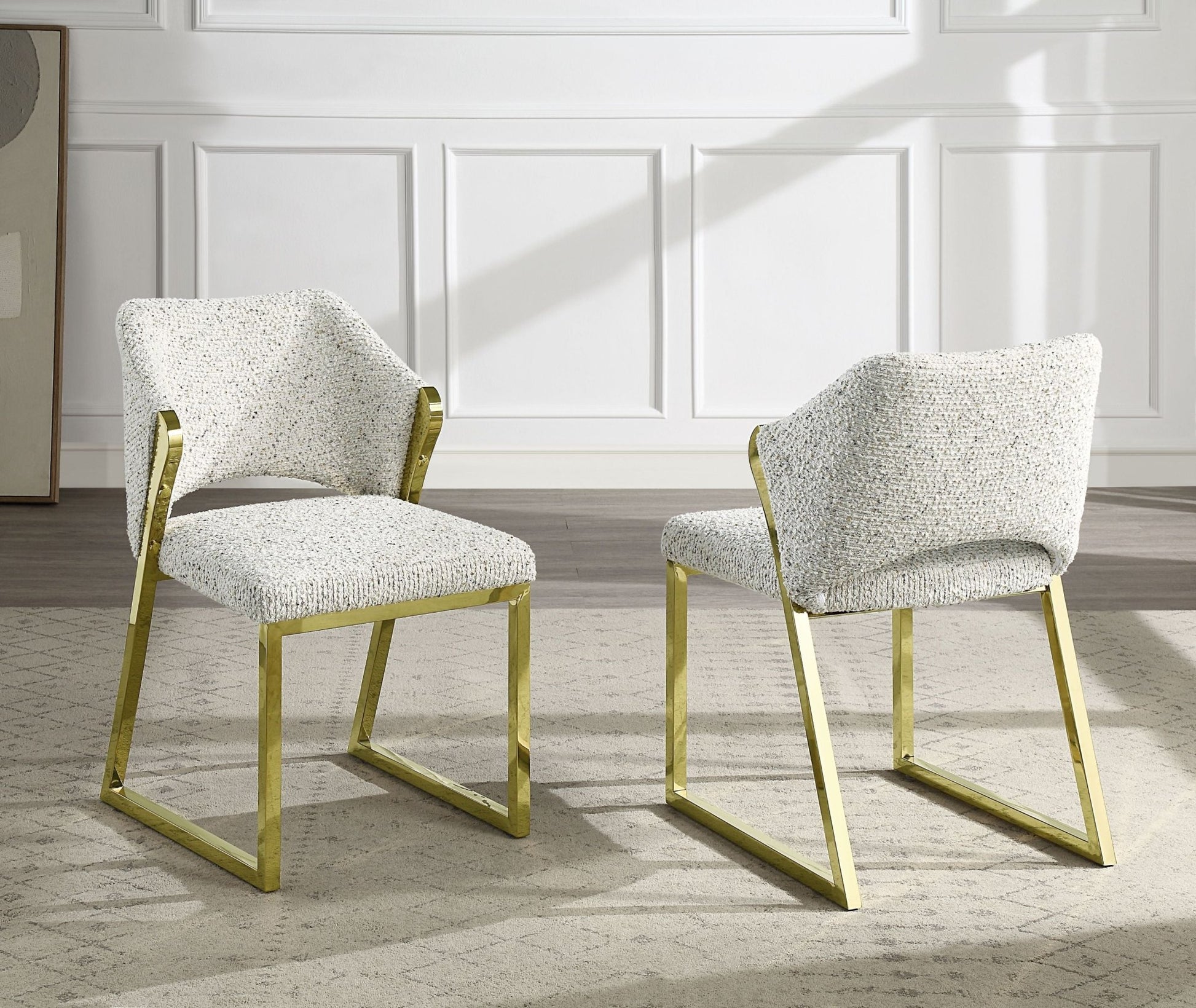 Galdesa Teddy Sherpa & Mirrored Gold Finish Side Chair (Set of 2) - 1st Choice Furniture Direct