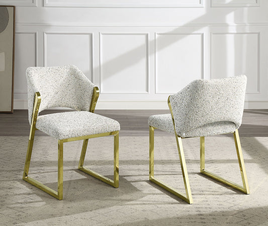Galdesa Teddy Sherpa & Mirrored Gold Finish Side Chair (Set of 2) - 1st Choice Furniture Direct