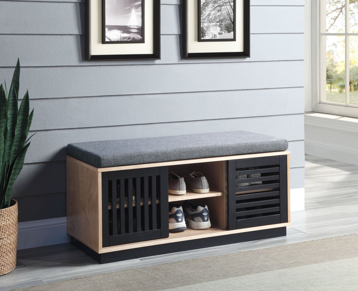 Gamaliel Oak & Espresso Finish Bench W/Storage - 1st Choice Furniture Direct