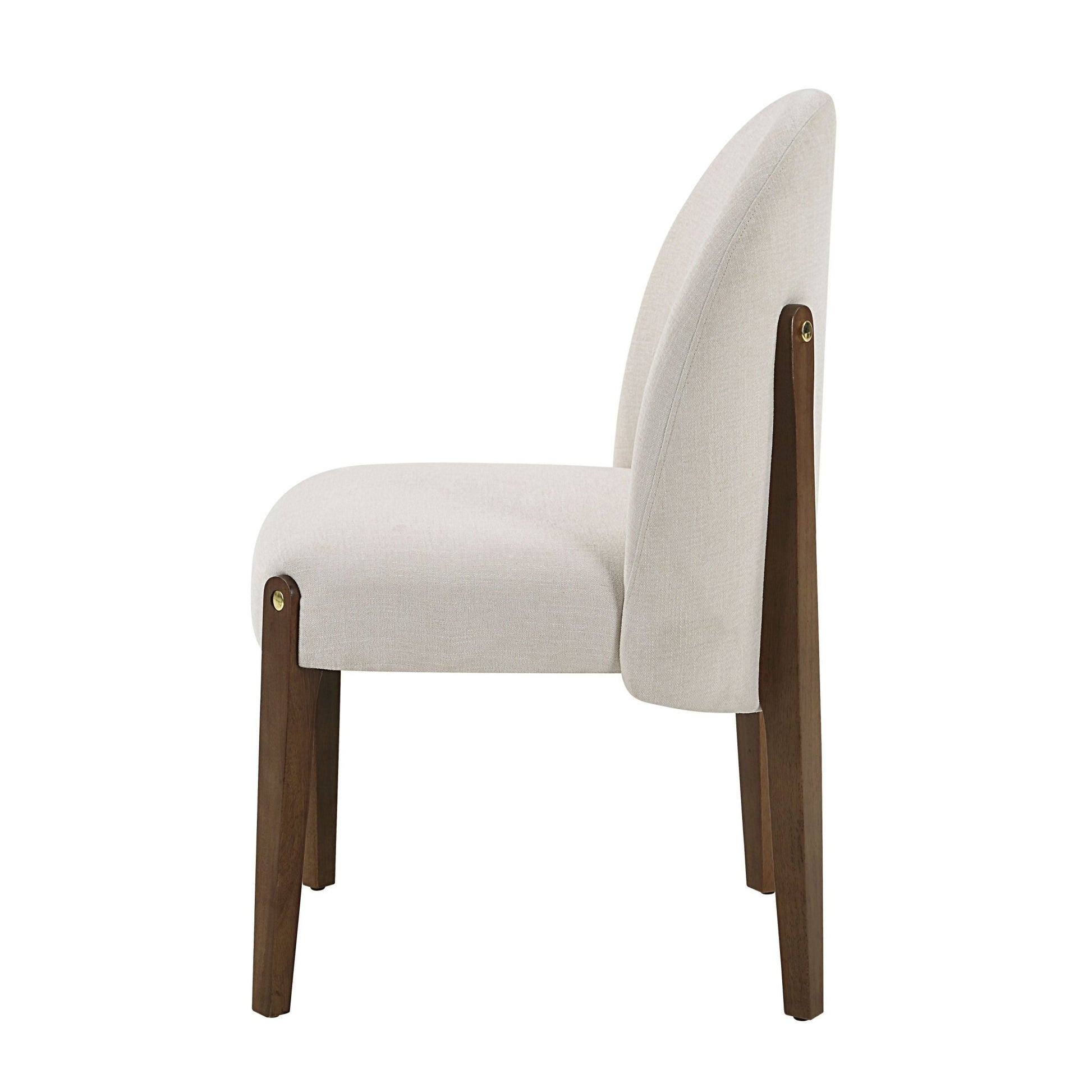Gamarya White Fabric & Oak Finish Side Chair (Set of 2) - 1st Choice Furniture Direct