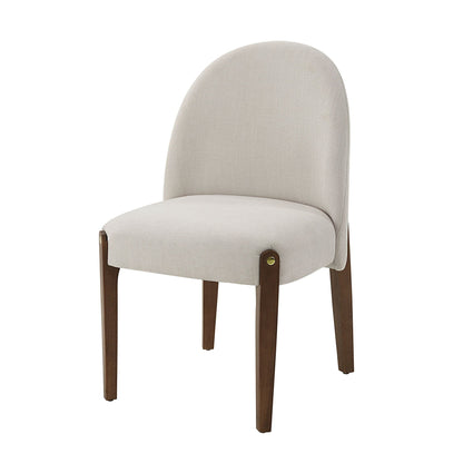 Gamarya White Fabric & Oak Finish Side Chair (Set of 2) - 1st Choice Furniture Direct