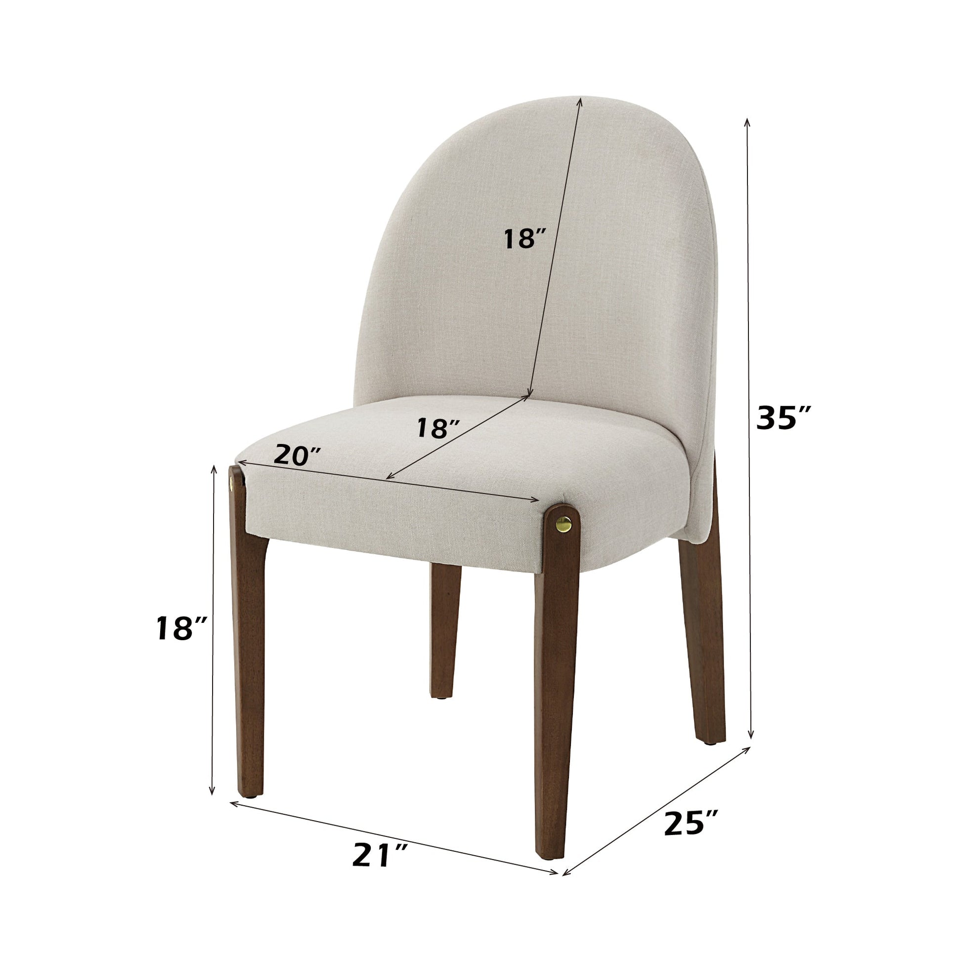 Gamarya White Fabric & Oak Finish Side Chair (Set of 2) - 1st Choice Furniture Direct