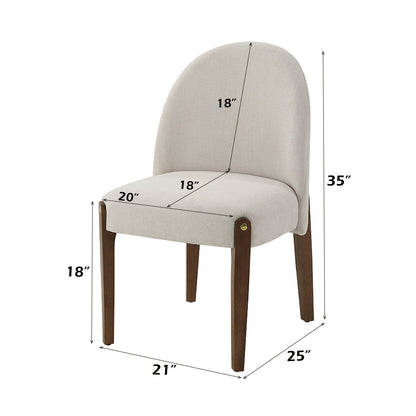 Gamarya White Fabric & Oak Finish Side Chair (Set of 2) - 1st Choice Furniture Direct