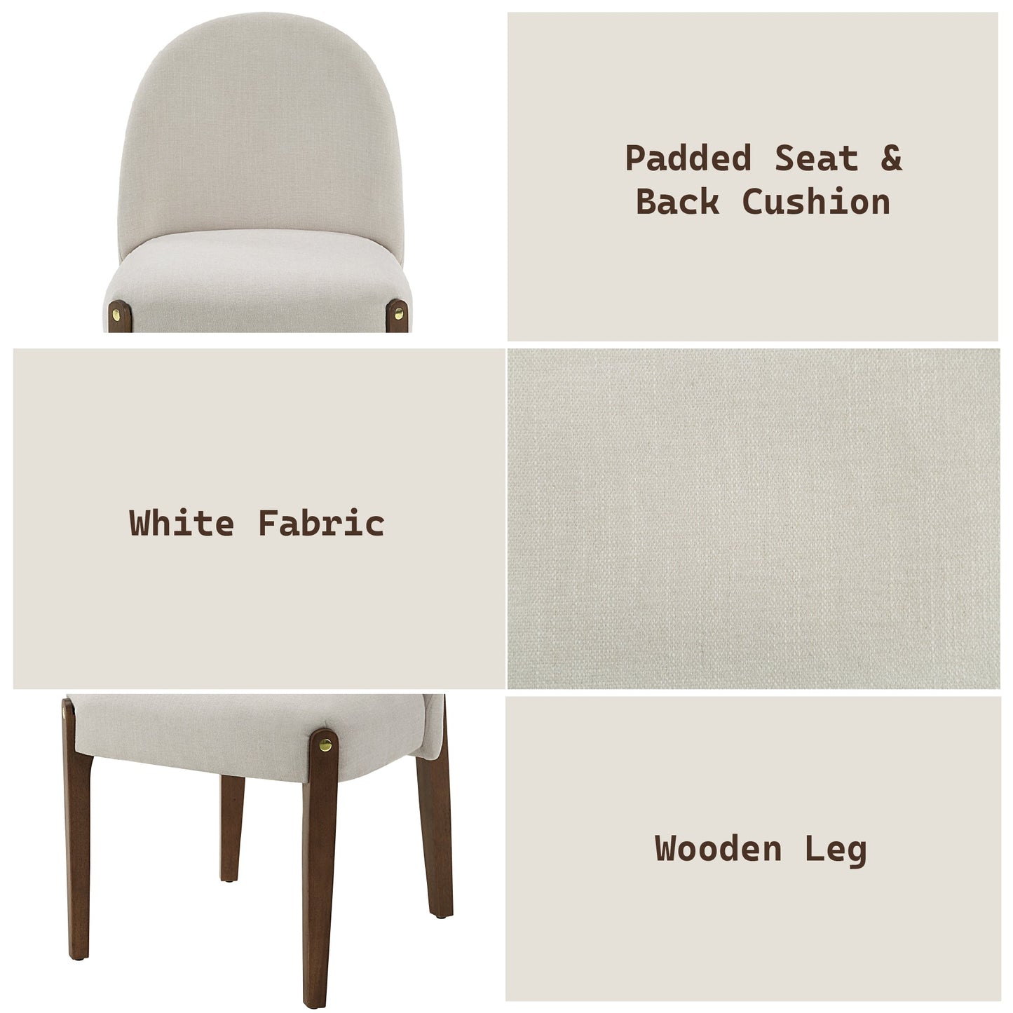 Gamarya White Fabric & Oak Finish Side Chair (Set of 2) - 1st Choice Furniture Direct
