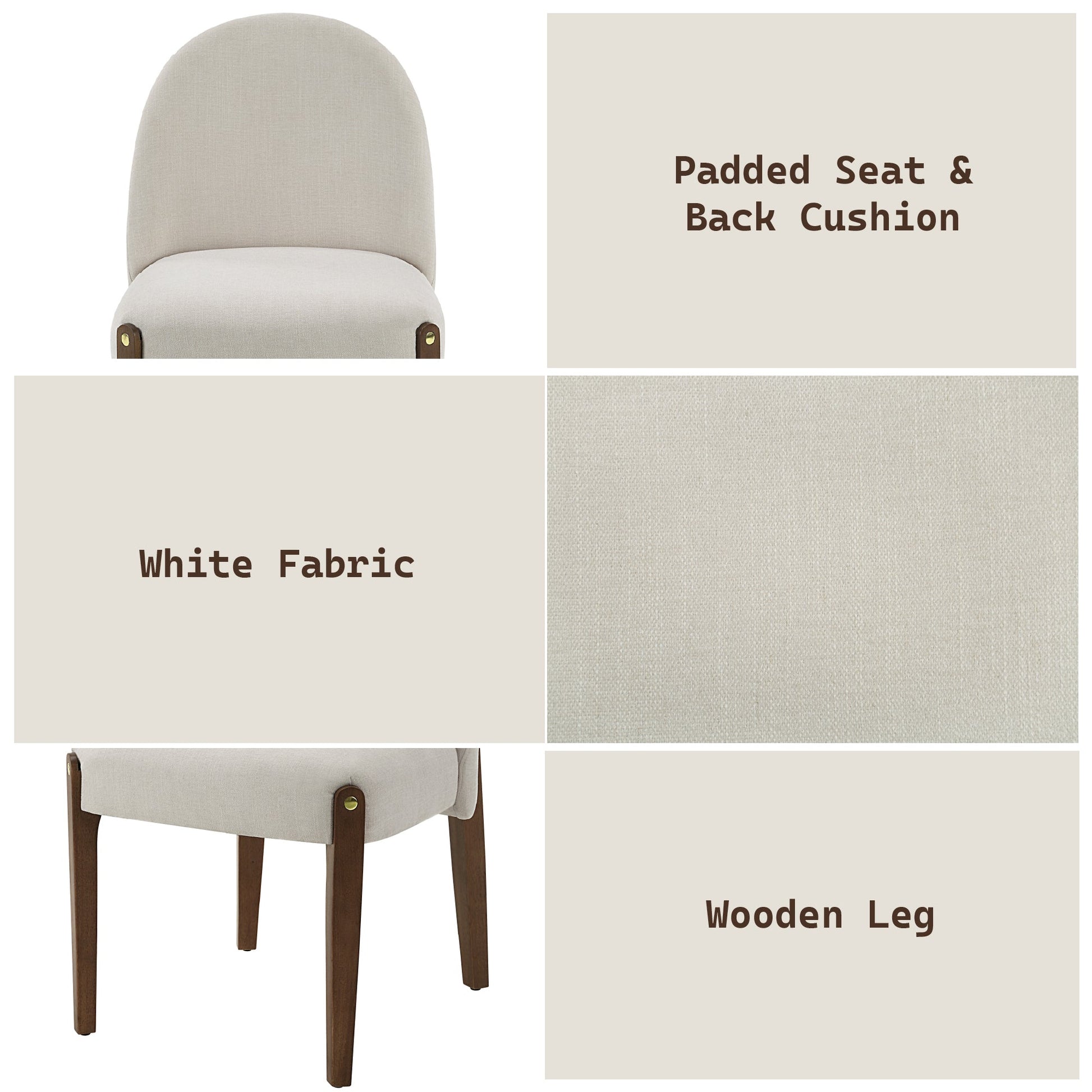 Gamarya White Fabric & Oak Finish Side Chair (Set of 2) - 1st Choice Furniture Direct