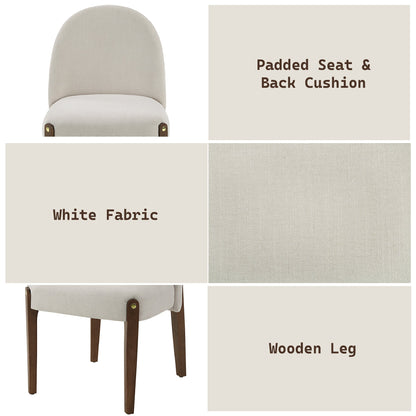 Gamarya White Fabric & Oak Finish Side Chair (Set of 2) - 1st Choice Furniture Direct