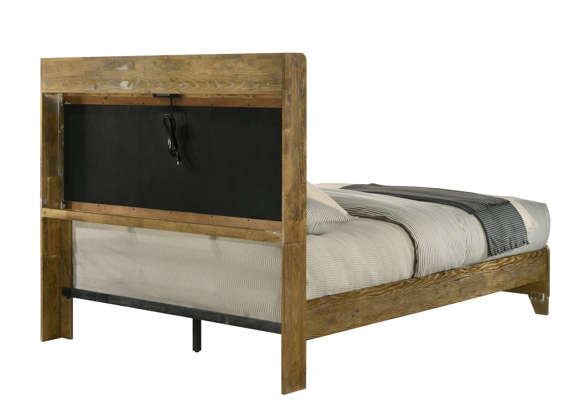 Garcia Light Aspen Brown Eastern King Bed w/USB - 1st Choice Furniture Direct