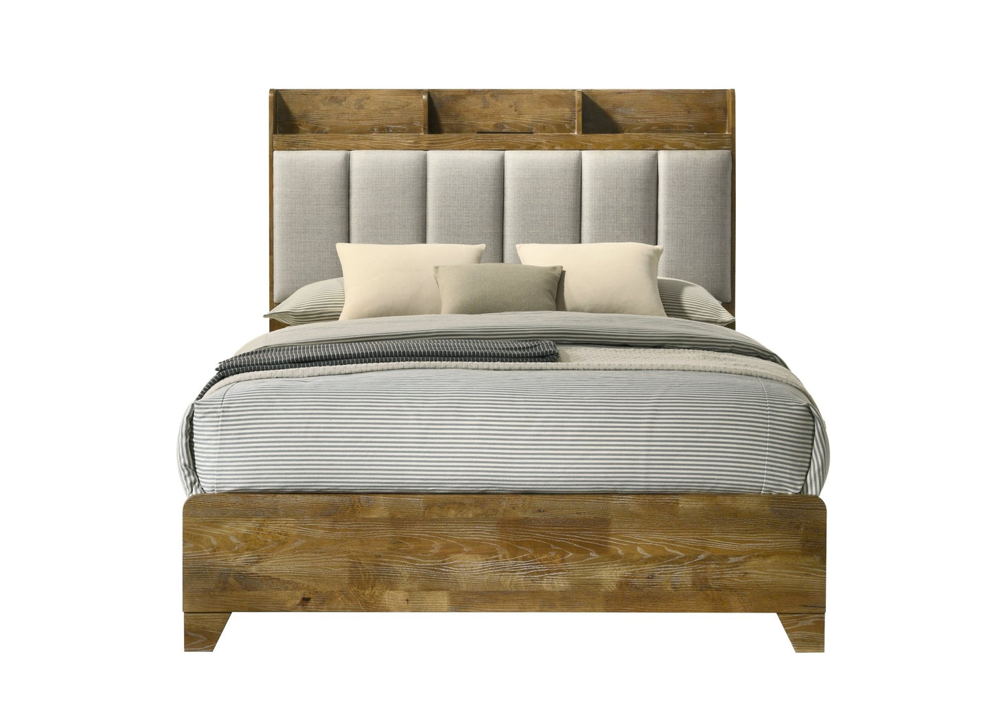 Garcia Light Aspen Brown Eastern King Bed w/USB - 1st Choice Furniture Direct
