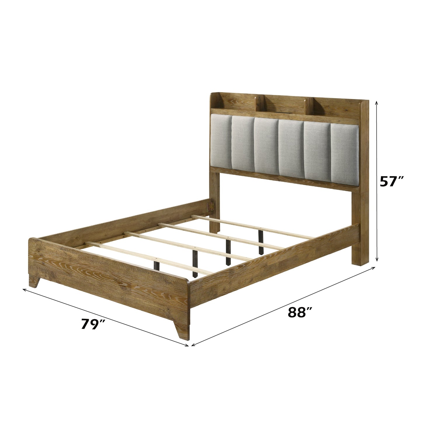 Garcia Light Aspen Brown Eastern King Bed w/USB - 1st Choice Furniture Direct