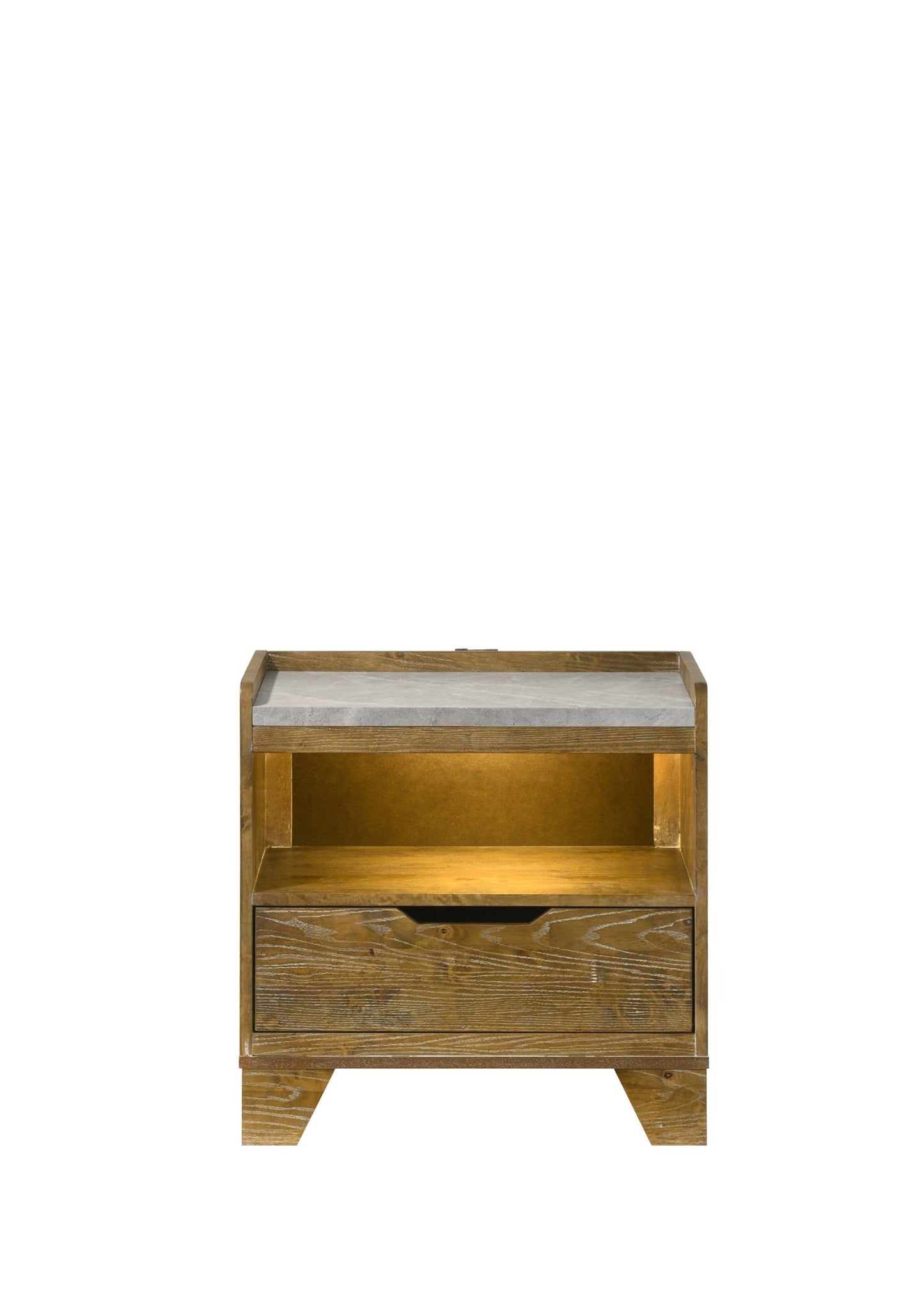 Garcia Light Aspen Brown Nightstand w/LED and USB port - 1st Choice Furniture Direct