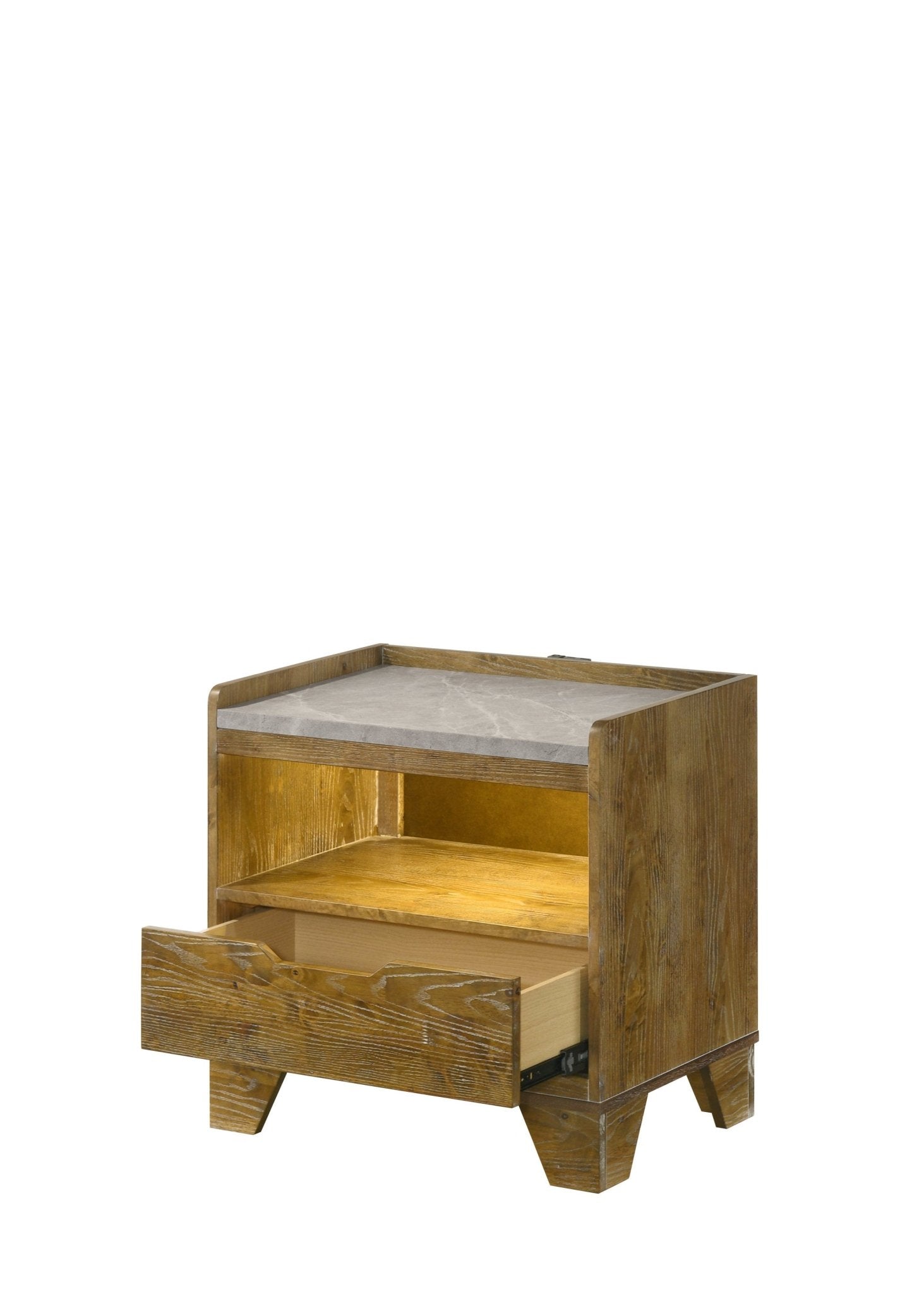 Garcia Light Aspen Brown Nightstand w/LED and USB port - 1st Choice Furniture Direct
