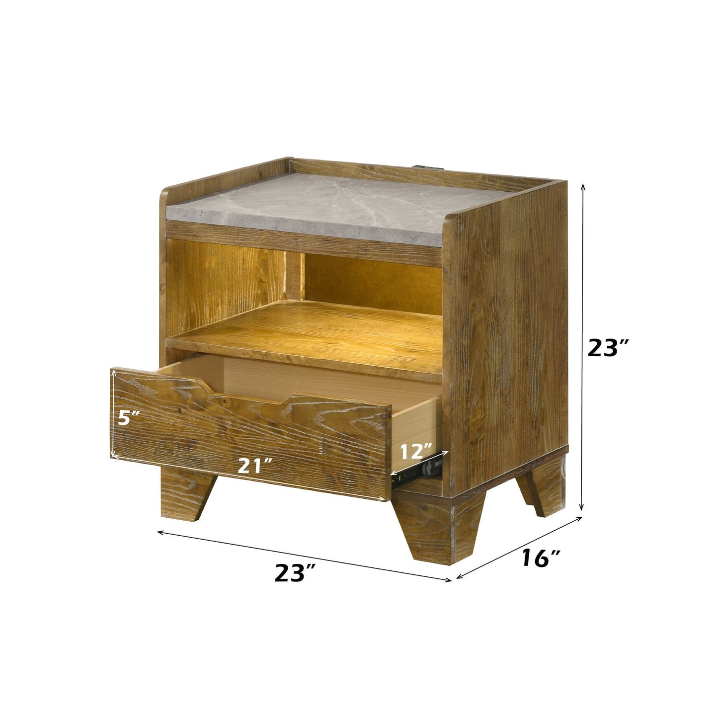 Garcia Light Aspen Brown Nightstand w/LED and USB port - 1st Choice Furniture Direct