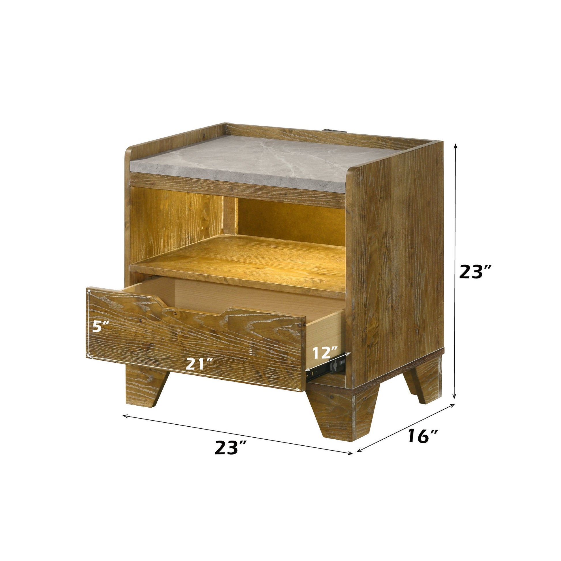 Garcia Light Aspen Brown Nightstand w/LED and USB port - 1st Choice Furniture Direct