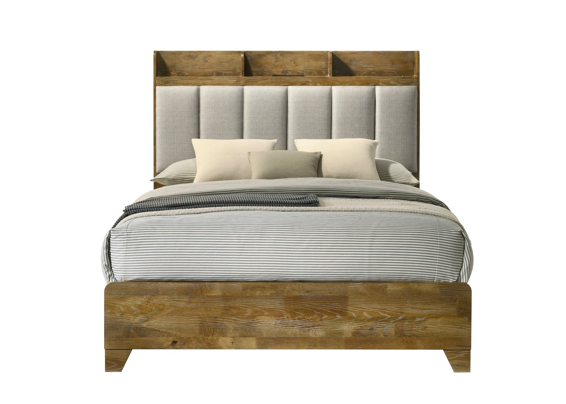 Garcia Light Aspen Brown Queen Bed w/USB - 1st Choice Furniture Direct