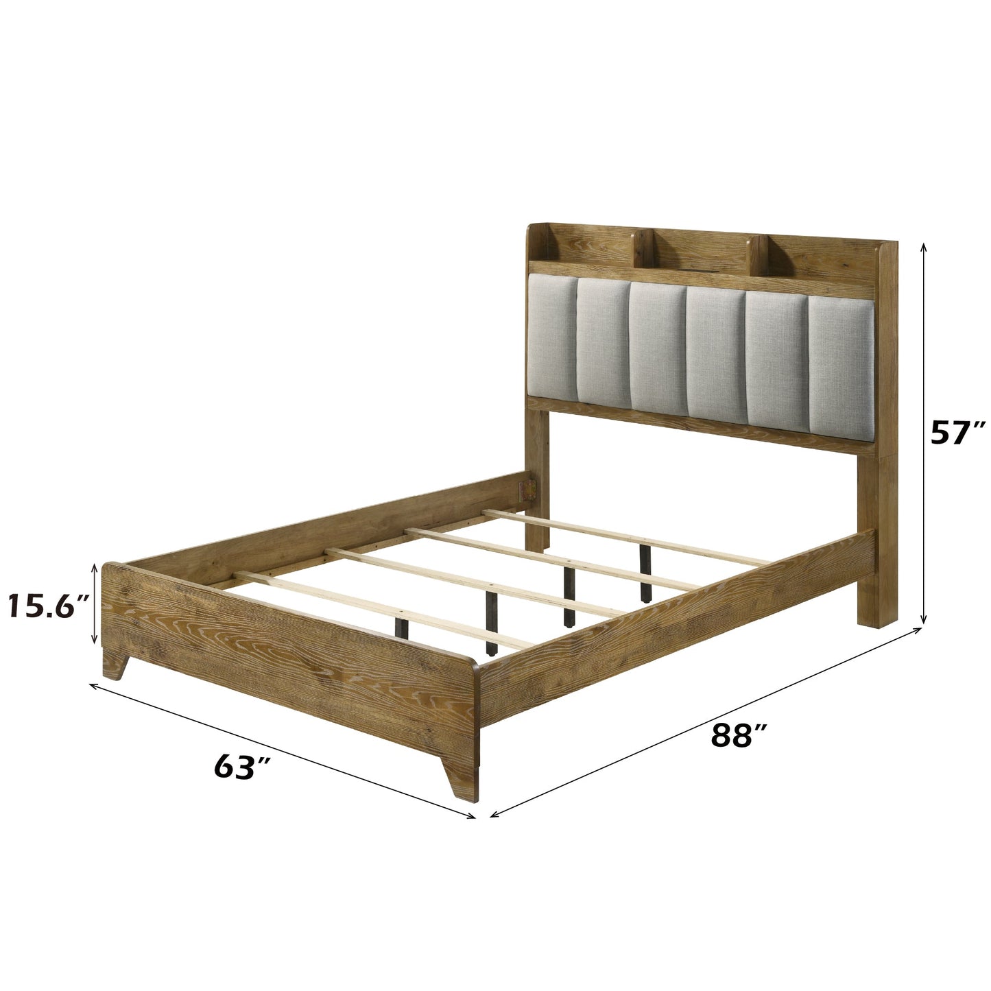 Garcia Light Aspen Brown Queen Bed w/USB - 1st Choice Furniture Direct