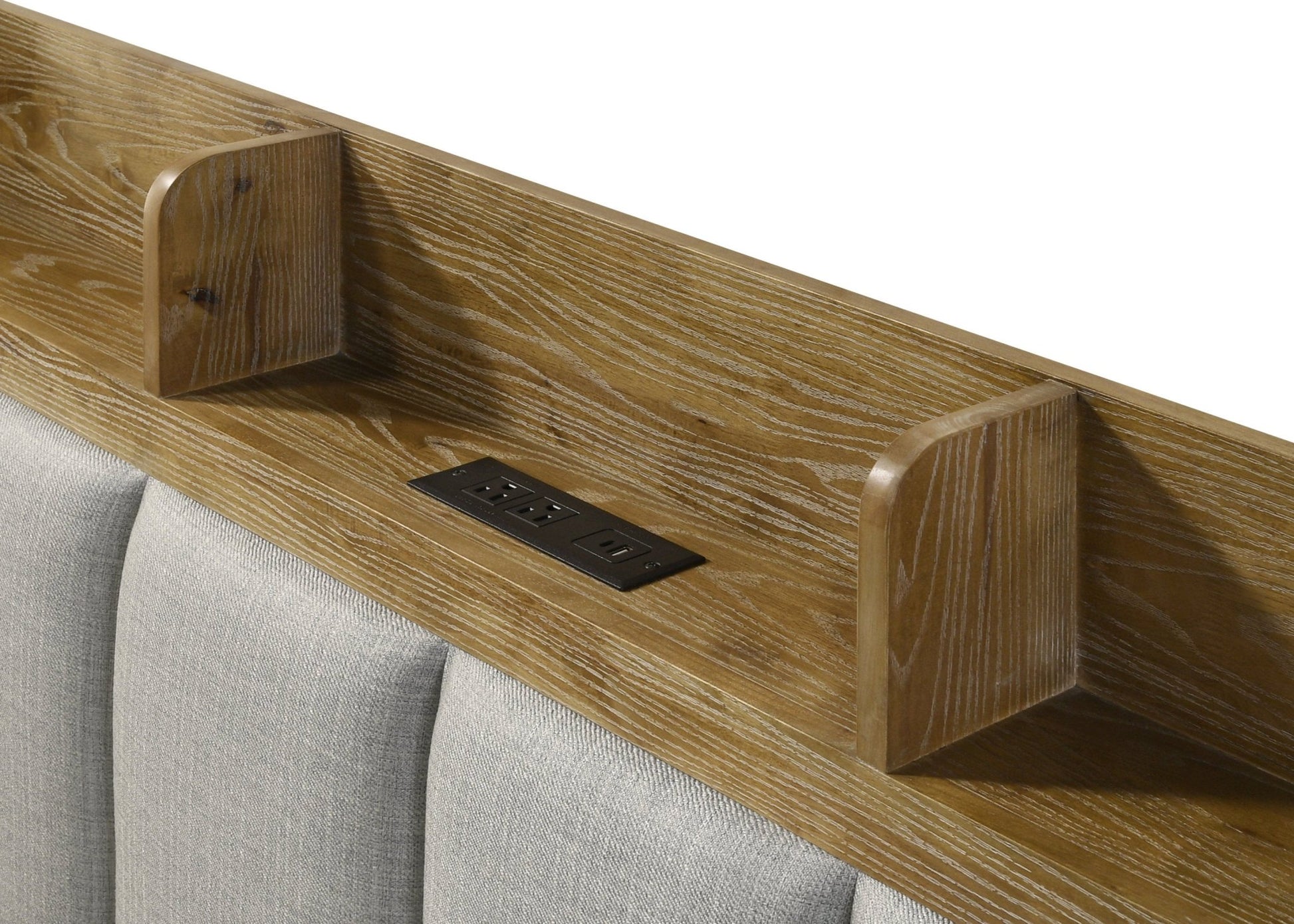 Garcia Light Aspen Brown Queen Bed w/USB - 1st Choice Furniture Direct