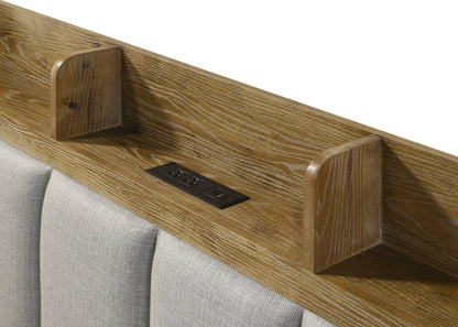 Garcia Light Aspen Brown Queen Bed w/USB - 1st Choice Furniture Direct